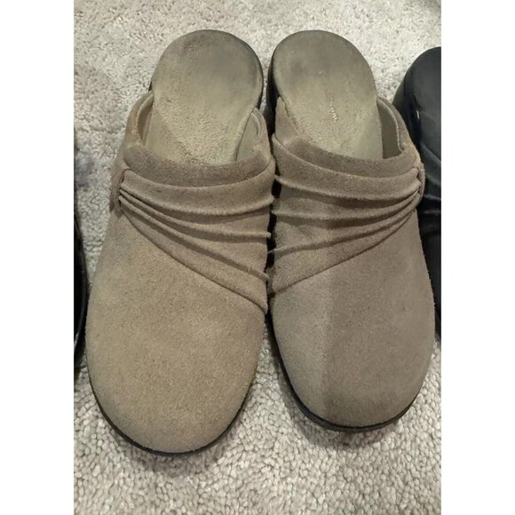 Croft & Barrow Clogs Dress Shoes Taupe & Grey Suede Womens Size 6 Leather Upper - Picture 4 of 9